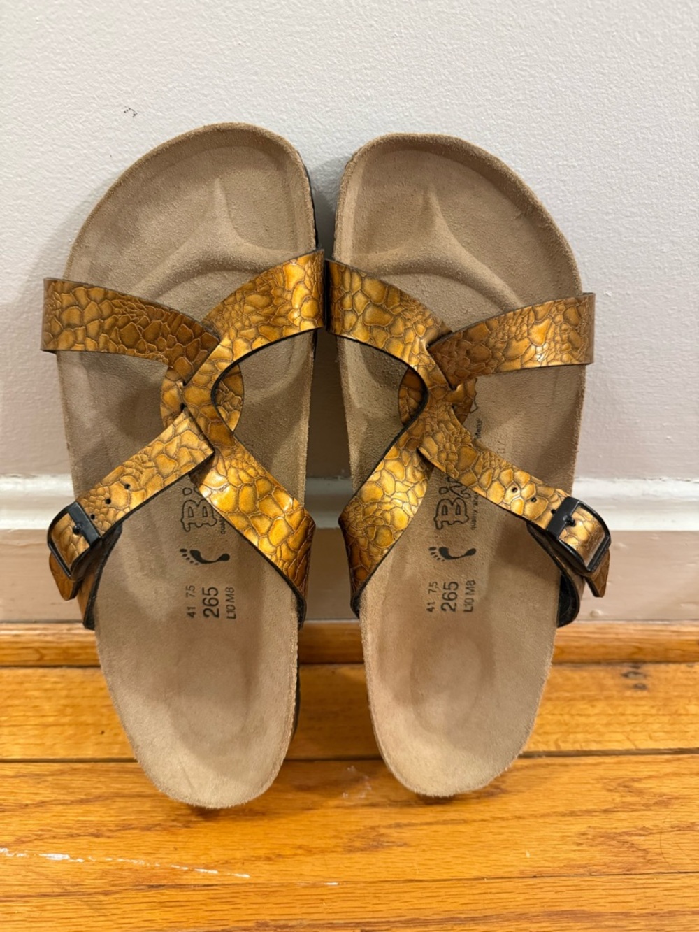 Birki's by Birkenstock Bronze Snake Embossed Slip On Sandal